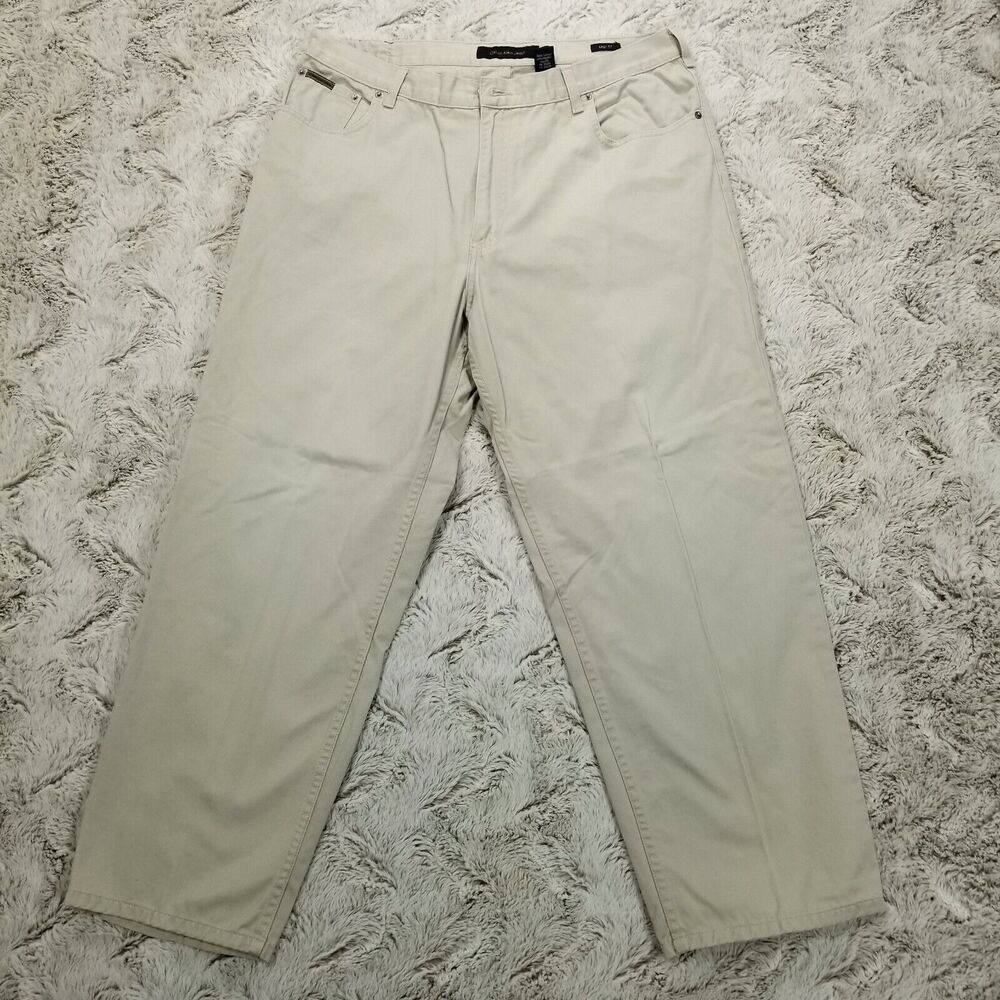 Calvin Klein Jeans Mens 38×30 Silver Easy Fit Flat front Straight